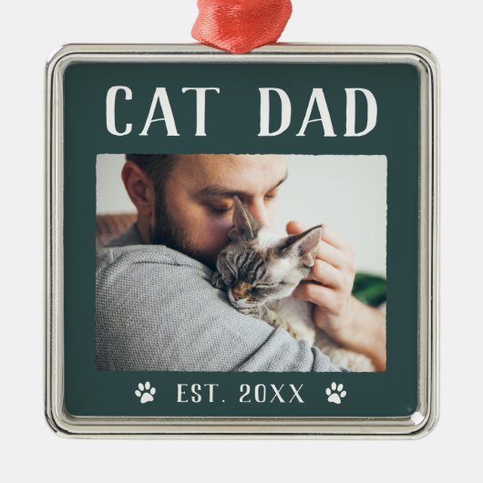 Rustic Specialized Cat Dad Photo Metalen Ornament (Voorkant)