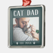 Rustic Specialized Cat Dad Photo Metalen Ornament (Links)