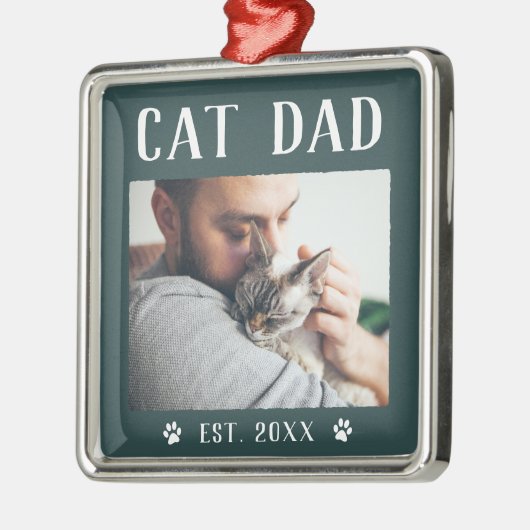 Rustic Specialized Cat Dad Photo Metalen Ornament (Links)