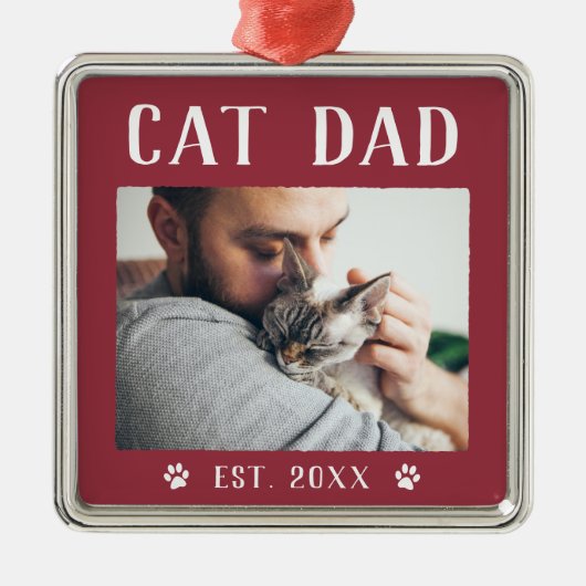 Rustic Specialized Cat Dad Photo Metalen Ornament (Voorkant)