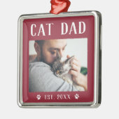 Rustic Specialized Cat Dad Photo Metalen Ornament (Links)