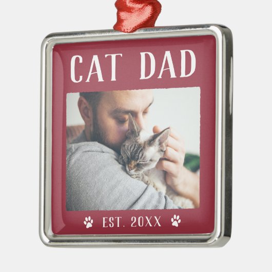 Rustic Specialized Cat Dad Photo Metalen Ornament (Links)
