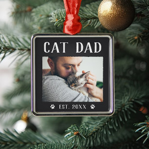Rustic Specialized Cat Dad Photo Metalen Ornament