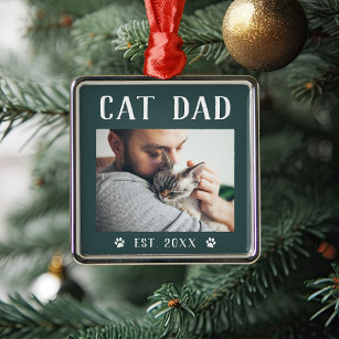 Rustic Specialized Cat Dad Photo Metalen Ornament
