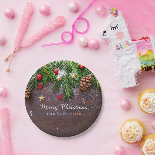 Rustic Specialized Merry Kerstmis Papieren Bordje (Feest)