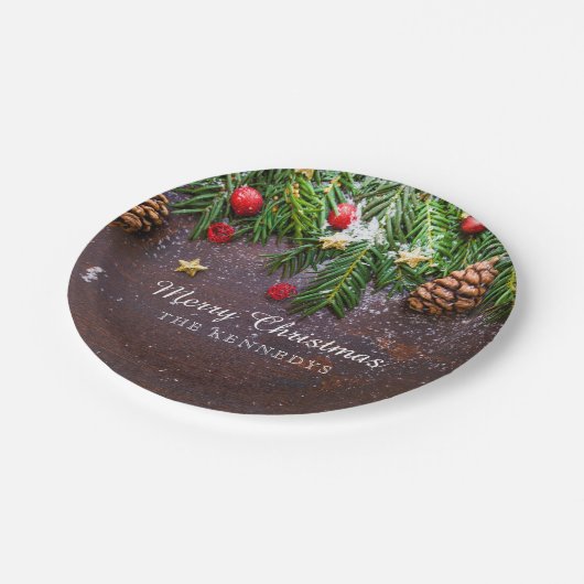 Rustic Specialized Merry Kerstmis Papieren Bordje (Gekanteld)