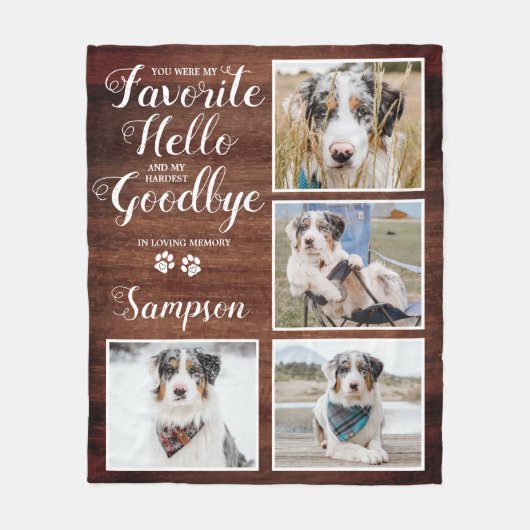 Rustic Specialized Pet Memorial Photo Collage Fleece Deken (Voorkant)