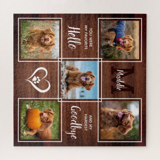 Rustic Specialized Pet Memorial Photo Collage Jig Legpuzzel (Horizontaal)