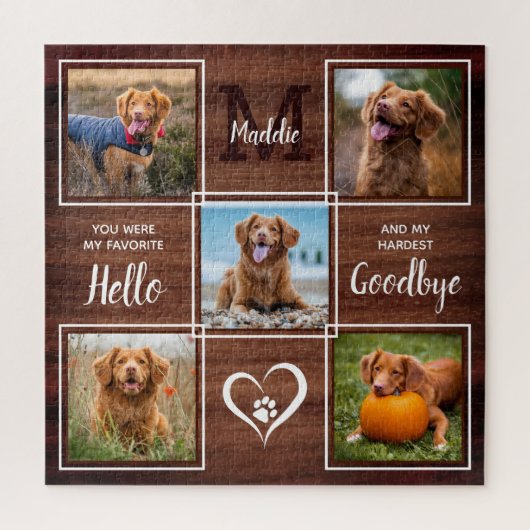 Rustic Specialized Pet Memorial Photo Collage Jig Legpuzzel (Verticaal)