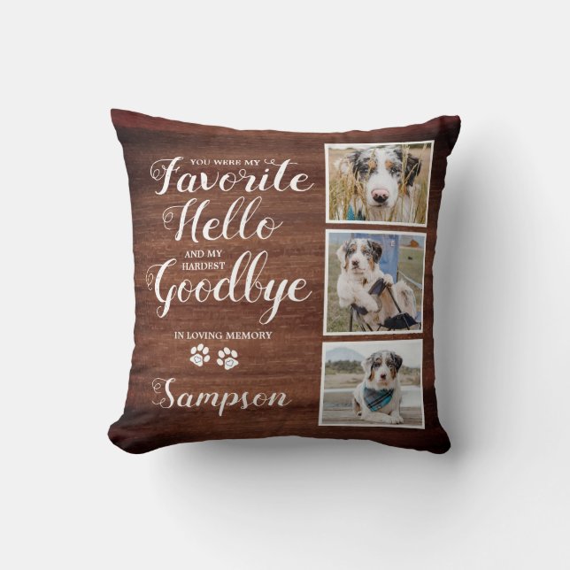 Rustic Specialized Pet Memorial Photo Collage Kussen (Voorkant)