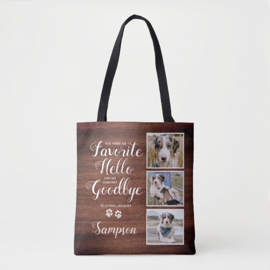 Rustic Specialized Pet Memorial Photo Collage Tote Bag (Voorkant)