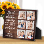 Rustic Specialized Photo Collage Grandouders Fotoplaat<br><div class="desc">Viel je grootouders met een aangepaste fotocollage-plaquette in een stijlvol houten design. Deze unieke grootouders citeren plaquette is het perfecte cadeau, of het nu een verjaardag, grootouders of Kerstmis is. We hopen dat je grootoudergeschenk nog jaren een schat in je bezit zal worden. . Citaat "Blessed" zijn degenen die Spoil...</div>