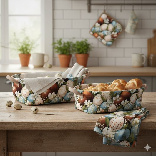 Rustic Speckled Easter Eggs & Spring Flowers  Stof