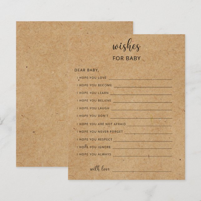 Rustic spel | wensen voor de baby (Voorkant / Achterkant)