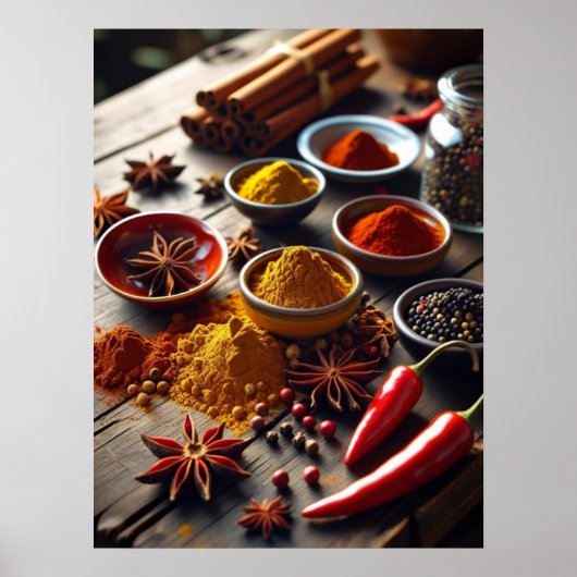 Rustic Spice Kitchen Wall Art Poster (Voorkant)