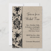 Rustic Spider Damask Halloween Uitnodiging (Voorkant)