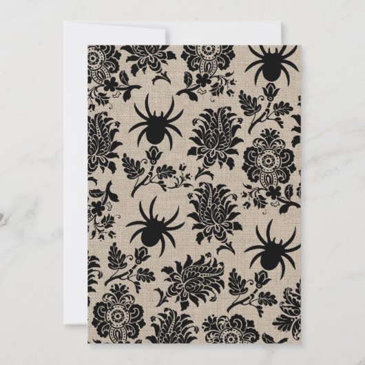 Rustic Spider Damask Halloween Uitnodiging (Achterkant)