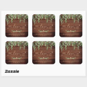 Rustic Spread Love Not Germs Eucalyptus Wedding Vierkante Sticker (Vel)