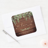 Rustic Spread Love Not Germs Eucalyptus Wedding Vierkante Sticker (Envelop)
