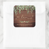 Rustic Spread Love Not Germs Eucalyptus Wedding Vierkante Sticker (Tas)