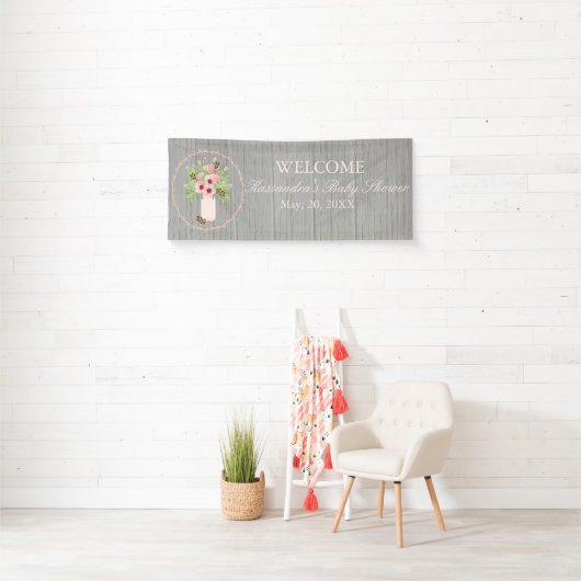 Rustic Spring Bouquet Baby shower Banner (Insitu)