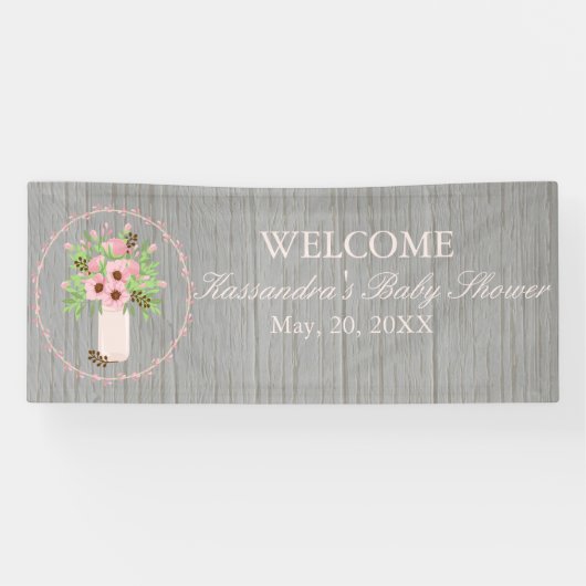 Rustic Spring Bouquet Baby shower Banner (Horizontaal)