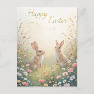 Rustic Spring Bunnies Happy Easter Feestdagenkaart
