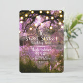 Rustic Spring Enchanted Forest Lights Sweet 16 Kaart (Staand voorkant)