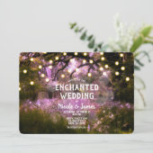 Rustic Spring Enchanted Forest Lights Wedding Kaart (Staand voorkant)