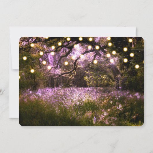 Rustic Spring Enchanted Forest Lights Wedding Kaart (Achterkant)