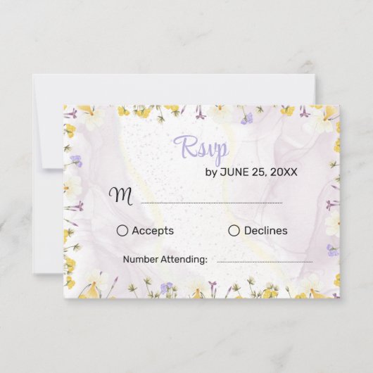 Rustic Spring Floral Elegant wedding RSVP card (Voorkant)