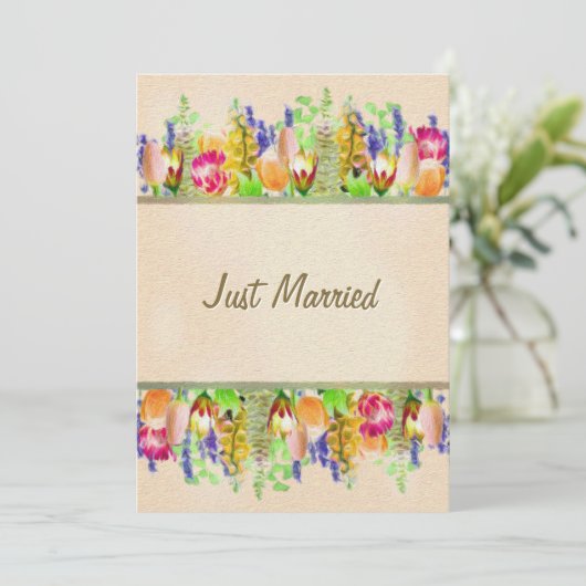 Rustic Spring Floral net getrouwd Aankondiging (Staand voorkant)