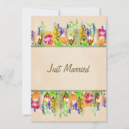 Rustic Spring Floral net getrouwd Aankondiging