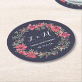 Rustic Spring Flower Wreath Monogram Wedding Party Ronde Kartonnen Onderzetter (Gebogen)