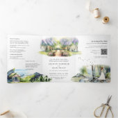 Rustic Spring Forest Wedding Drieluik Uitnodiging (Binnen)