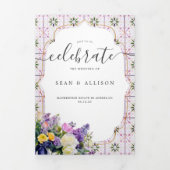 Rustic Spring Forest Wedding Drieluik Uitnodiging (Cover)