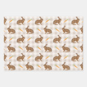 Rustic Spring Hares And Carrots Beige Pattern Inpakpapier Vel (Voorkant 3)