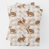 Rustic Spring Hares And Carrots Beige Pattern Inpakpapier Vel (In situ)