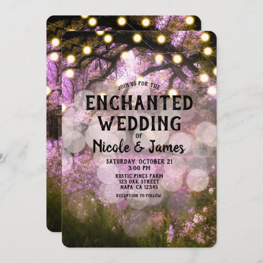 Rustic Spring Lights Enchanted Forest Wedding Kaart (Voorkant / Achterkant)