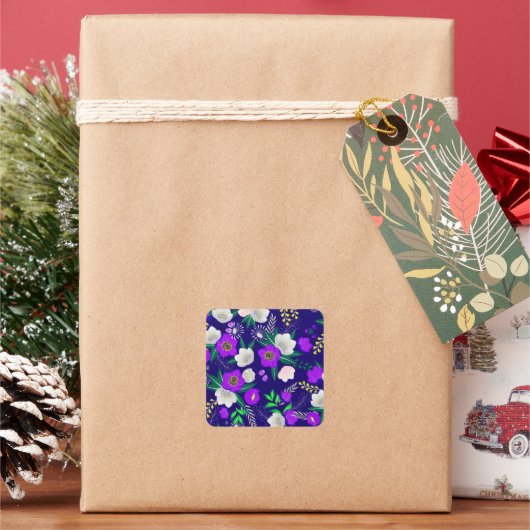 Rustic Spring Pansy Flowers Bouquet Vierkante Sticker (Feestdagen)