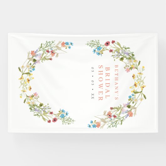 Rustic Spring Wild Flowers Bridal Foto achtergrond Spandoek (Horizontaal)