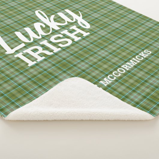 Rustic St Patrick's Day Green Play Family Name Sherpa Deken (3/4)