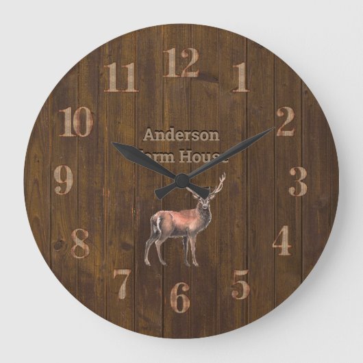 Rustic STAG Barn Country House Wood Grote Klok (Voorkant)