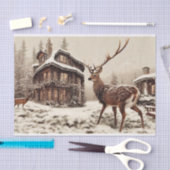 Rustic Stag Deer in Winter Decoupage Tissuepapier (Craft)