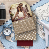 Rustic Stamp Destination Wedding Bagagelabel Foto Save The Date