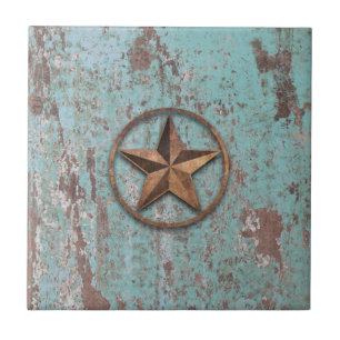 Rustic Star (blauw) Tegeltje