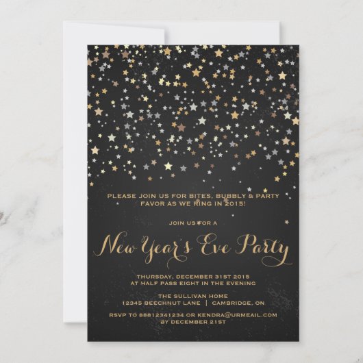 RUSTIC STAR CONFETTI NEW YEAR'S EVE INVITATION KAART (Voorkant)