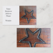 Rustic Star gebrand in houten tafelpyrografie Visitekaartje (Voorkant / Achterkant)