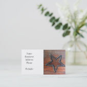 Rustic Star gebrand in houten tafelpyrografie Visitekaartje (Staand voorkant)