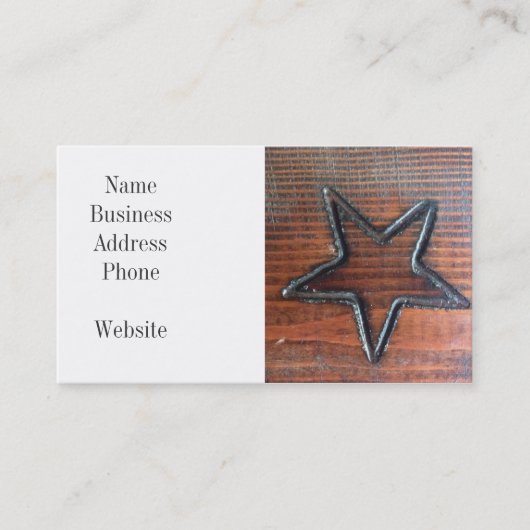 Rustic Star gebrand in houten tafelpyrografie Visitekaartje (Voorkant)
